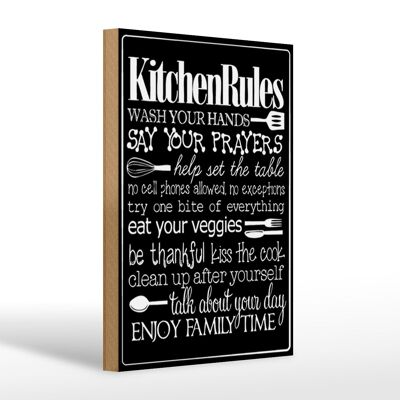 Holzschild Spruch 20x30cm Kitchen Rules wash your hands