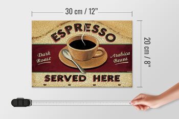 Panneau en bois indiquant 30x20cm Espresso servi ici rôti foncé 4