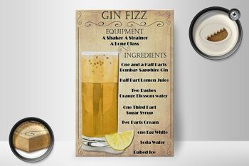 Panneau en bois 20x30cm Gin Fizz Equipment ingrédients panneau beige 2