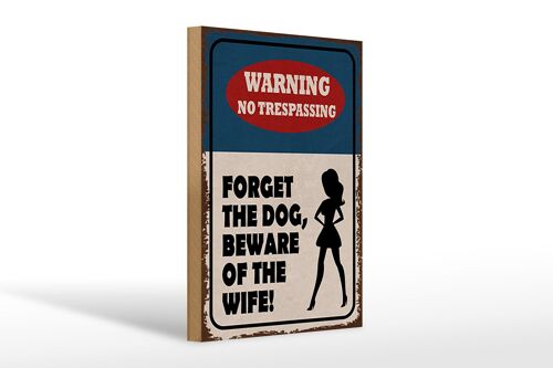 Holzschild Spruch 20x30cm warning no trespassing Dog Wife