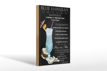 Panneau en bois 20x30cm bleu ingrédients hawaïens 1