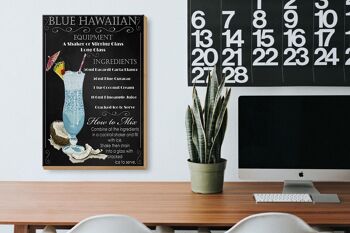 Panneau en bois 20x30cm bleu ingrédients hawaïens 3