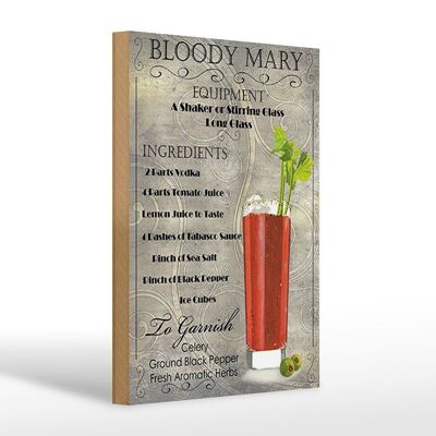 Cartello in legno 20x30 cm ingrediente cocktail Bloody Mary