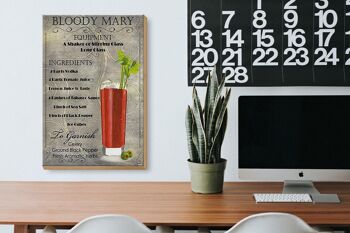 Panneau en bois 20x30cm ingrédient cocktail bloody mary 3