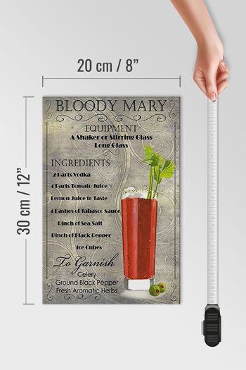 Panneau en bois 20x30cm ingrédient cocktail bloody mary 4