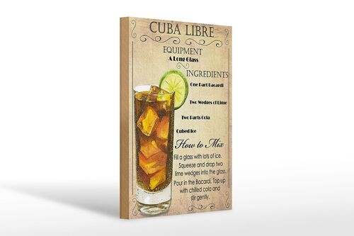 Holzschild 20x30cm Cuba Libre Equipment ingredient