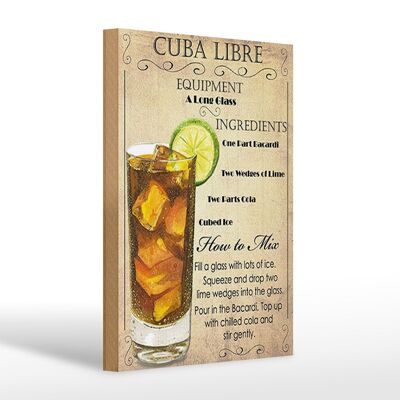 Holzschild 20x30cm Cuba Libre Equipment ingredient