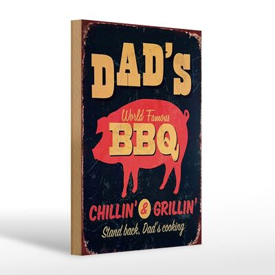Cartello in legno con scritta 20x30 cm Il barbecue di papà, famoso in tutto il mondo