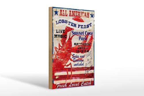 Holzschild Spruch 20x30cm all american lobster feast music