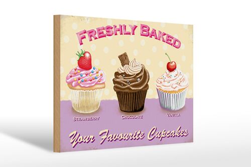 Holzschild Spruch 30x20cm baked your favourite cupcakes