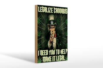 Panneau en bois disant 20x30cm légalisez le cannabis, besoin de votre aide 1