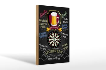 Panneau en bois indiquant fléchettes de bar sportif 20x30cm, détendez-vous et profitez-en 1