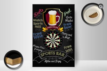 Panneau en bois indiquant fléchettes de bar sportif 20x30cm, détendez-vous et profitez-en 2