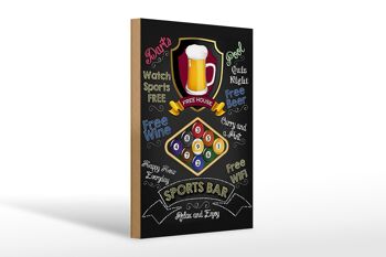 Panneau en bois indiquant 20x30cm bar sportif bière détendez-vous et profitez du billard 1
