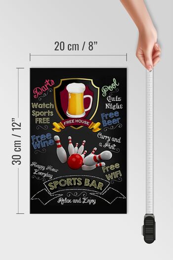 Panneau en bois indiquant 20x30cm bar sportif bière détendez-vous et profitez du bowling 4