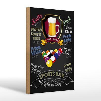 Cartello in legno con scritta 20x30 cm Sport Bar Birra Birra Rilassati Divertiti