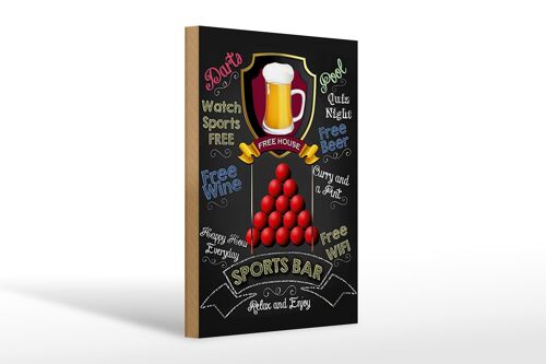 Holzschild Spruch 20x30cm sports bar Free WIFI free Beer