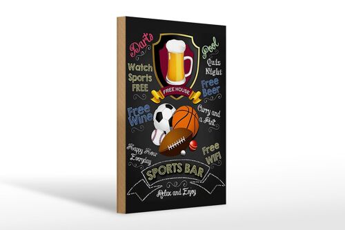 Holzschild Spruch 20x30cm sports bar happy hour Beer darts