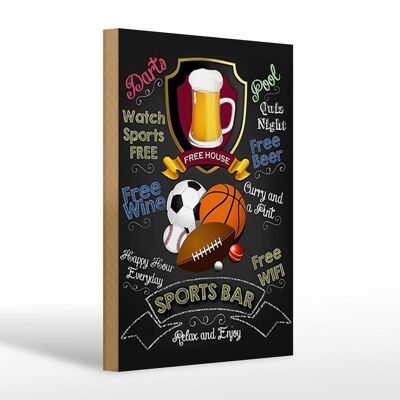 Cartello in legno con scritta 20x30 cm bar sportivo happy hour Freccette con birra