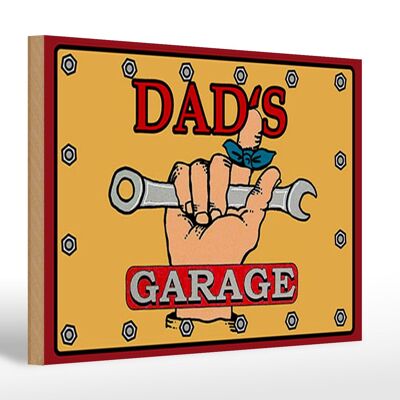 Cartello in legno con scritta "garage di papà" 30x20 cm "officina di papà".