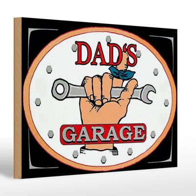 Cartello in legno con scritta "garage di papà" 30x20 cm "officina di papà".
