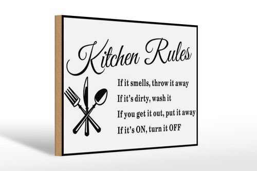 Holzschild Spruch 30x20cm Kitchen Rules Küche Regeln