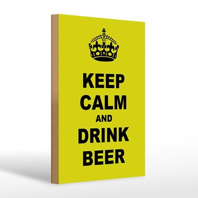 Cartello in legno 20x30 cm con scritto mantieni la calma e bevi birra