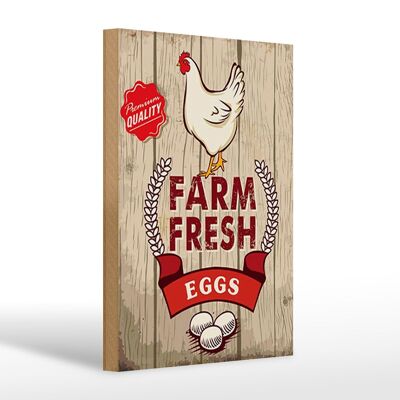 Panneau en bois indiquant 20x30cm œufs frais de ferme de poulets premium