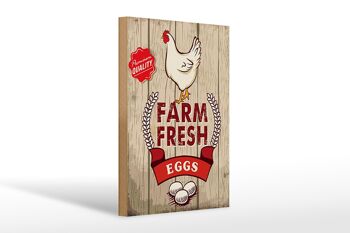 Panneau en bois indiquant 20x30cm œufs frais de ferme de poulets premium 1