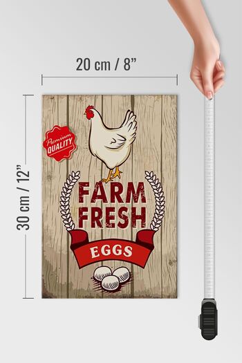 Panneau en bois indiquant 20x30cm œufs frais de ferme de poulets premium 4