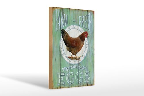 Holzschild Spruch 20x30cm Huhn Farm fresh Eggs free range