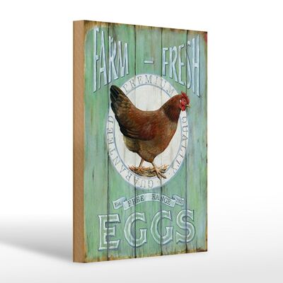 Cartello in legno con scritta 20x30 cm Allevamento di polli Uova fresche di galline ruspanti