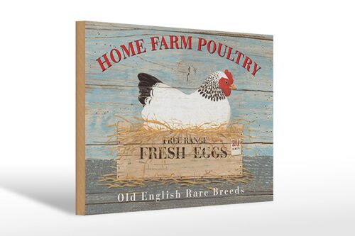 Holzschild Spruch 30x20cm Home farm poultry fresh eggs