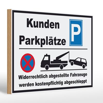 Letrero de madera parking 30x20cm aparcamiento clientes ilegalmente