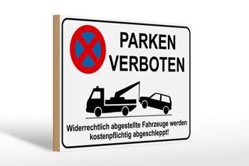 Panneau en bois parking 30x20cm Stationnement interdit illégalement 1