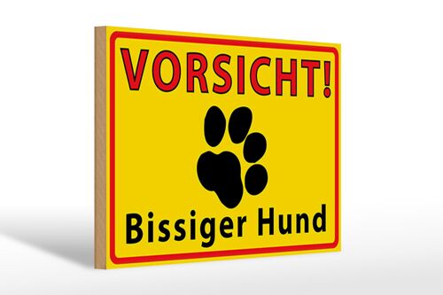 Holzschild Tiere 30x20cm Vorsicht bissiger Hund