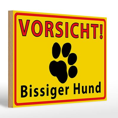 Holzschild Tiere 30x20cm Vorsicht bissiger Hund