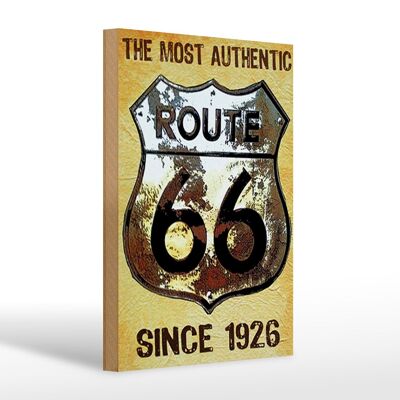 Cartello in legno retrò 20x30 cm stemma Route 66 dal 1926 USA