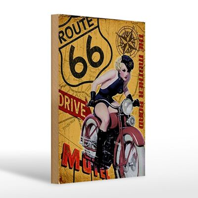 Holzschild Pin Up 20x30cm Route 66 the mother road Motel