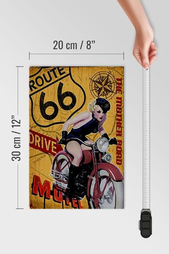 Panneau en bois Pin Up 20x30cm Route 66 la route mère Motel 4