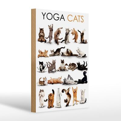 Panneau en bois animaux 20x30cm Yoga Cats cadeaux chats