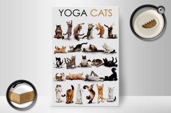 Panneau en bois animaux 20x30cm Yoga Cats cadeaux chats 2