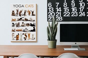 Panneau en bois animaux 20x30cm Yoga Cats cadeaux chats 3