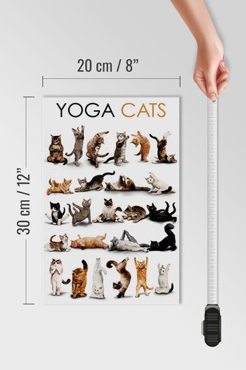 Panneau en bois animaux 20x30cm Yoga Cats cadeaux chats 4