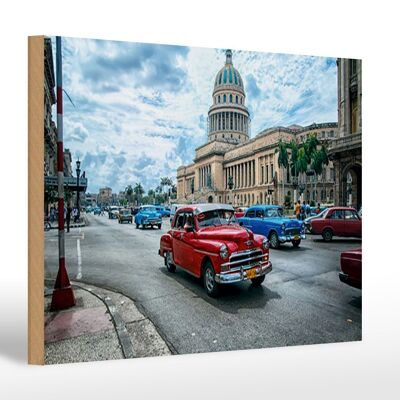 Holzschild Auto 30x20cm Oldtimer Cuba Havana Geschenk