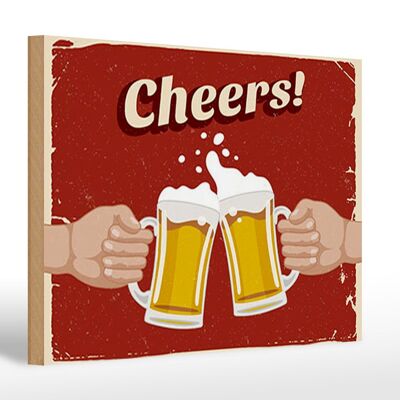 Cartel de madera 30x20cm Cerveza Cheers Beer