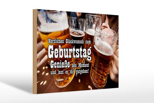 Holzschild Spruch 30x20cm Glückwunsch zum Geburtstag Bier