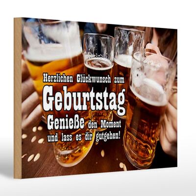 Holzschild Spruch 30x20cm Glückwunsch zum Geburtstag Bier