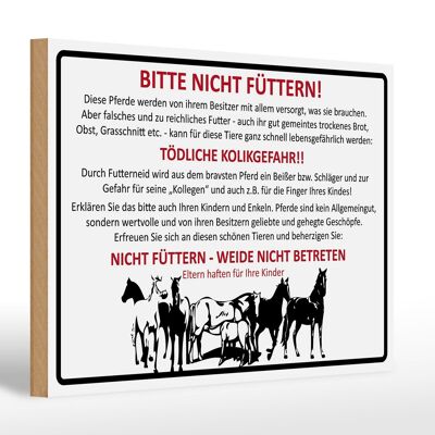 Holzschild Tiere 30x20cm bitte nicht füttern Pferde Verbot