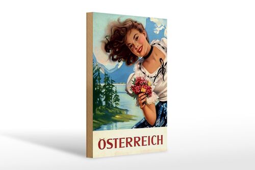 Holzschild Pin Up 20x30cm Österreich alpen Urlaub Frau